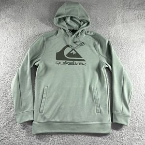 Quicksilver Hoodie Mens Small Teal Green Skater Surf Hooded Pull Over Drawstring